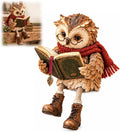 Reading Owl Resin Figurine with Dangling Legs – Vintage Book Lover Owl Shelf Decor for Bookshelf, Desk & Reading Nook