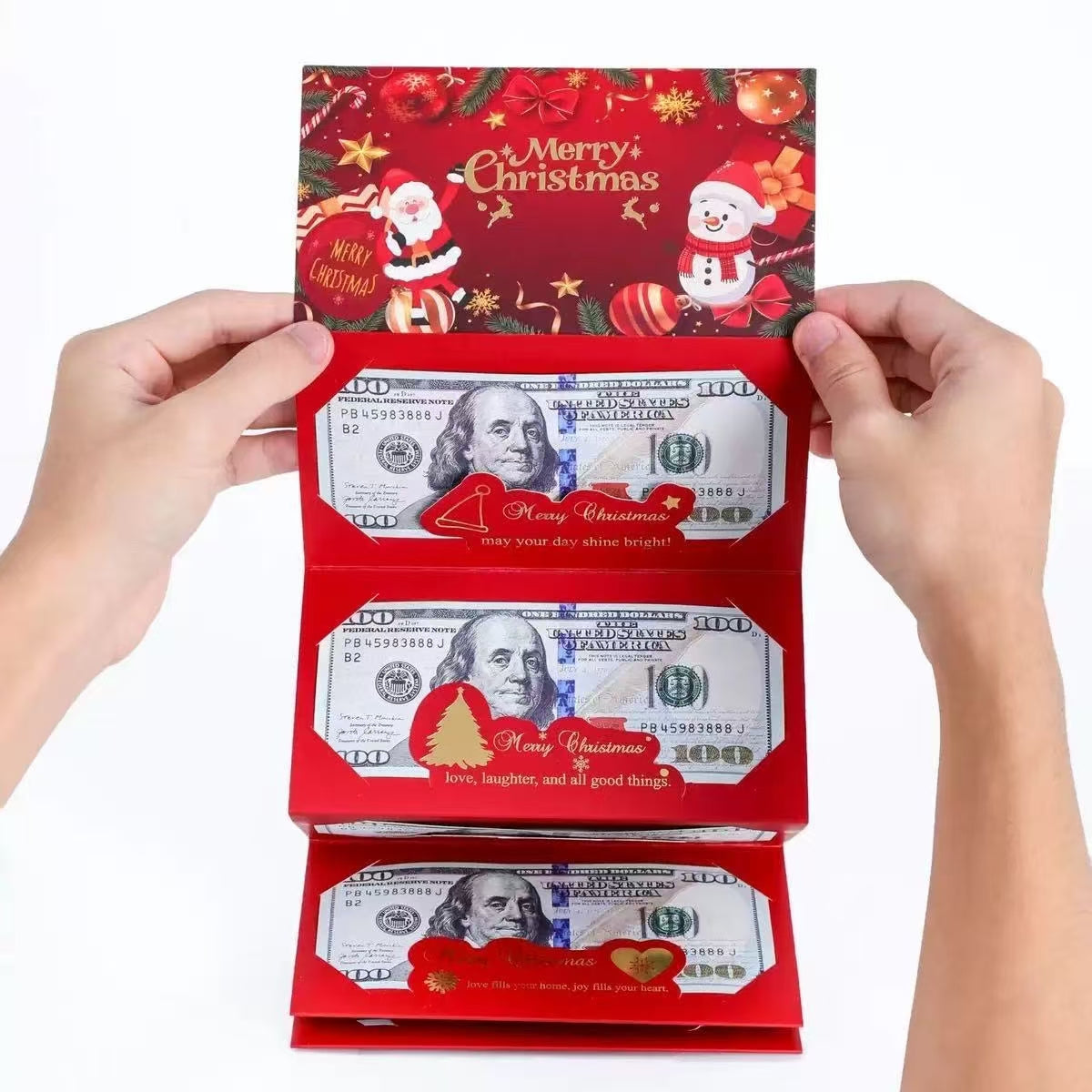 Christmas Money Gift Envelope with 6 Cash Pockets – Foldable Holiday Cash Holder for Gift Cards, Christmas Money Gift & Surprise Reveal