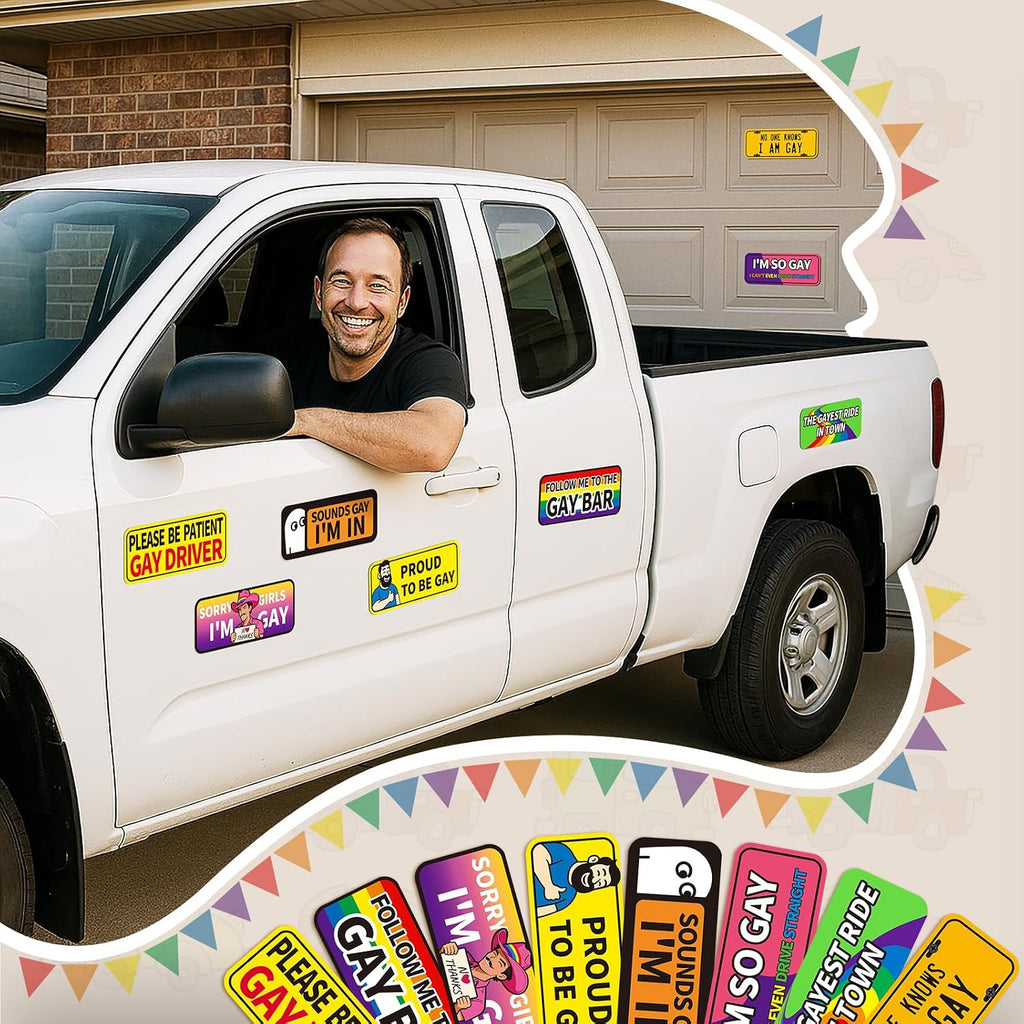 8-Pack Funny LGBTQ+ Pride Car Magnets – Reusable Bumper Signs