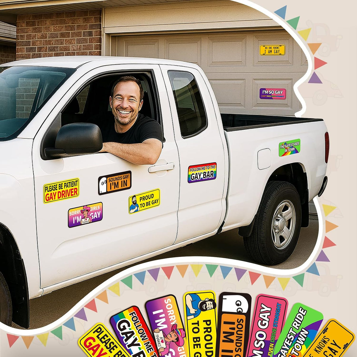 8-Pack Funny LGBTQ+ Pride Car Magnets – Reusable Bumper Signs
