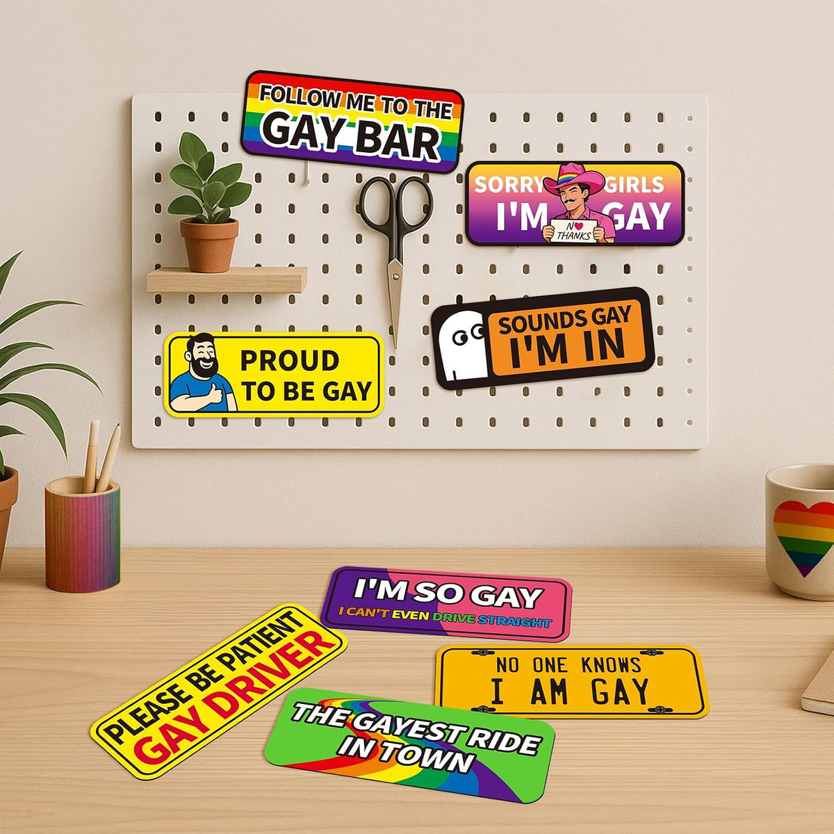 8-Pack Funny LGBTQ+ Pride Car Magnets – Reusable Bumper Signs
