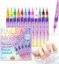 12 Colors Water-Based Nail Art Marker Pens Set – 0.5mm Fine Tip DIY Nail Design Paint Pens, Quick Dry, Washable Nail Art Kit for Beginners & Professionals