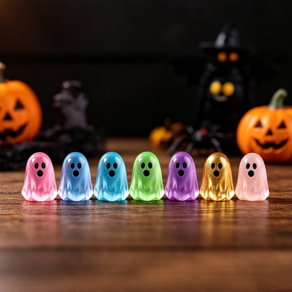 Cute Glow Ghost Miniatures – 20/50PCS Halloween Resin DIY Craft Decor