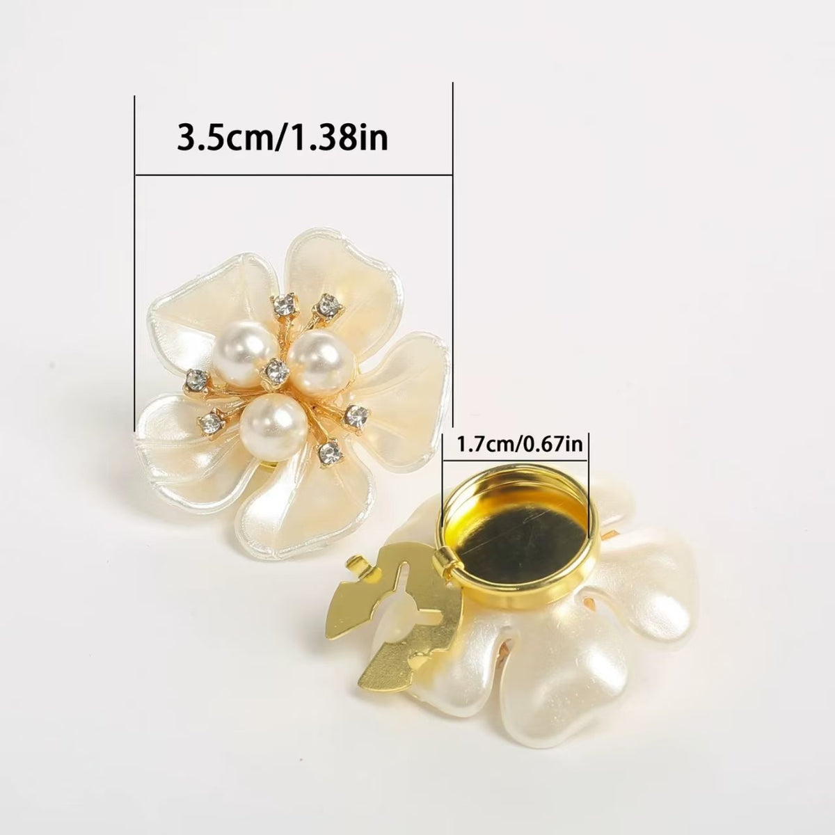 Decorative Flower Cufflinks Clip Rhinestone Men Women Casual Clothing Decoration Cuffs