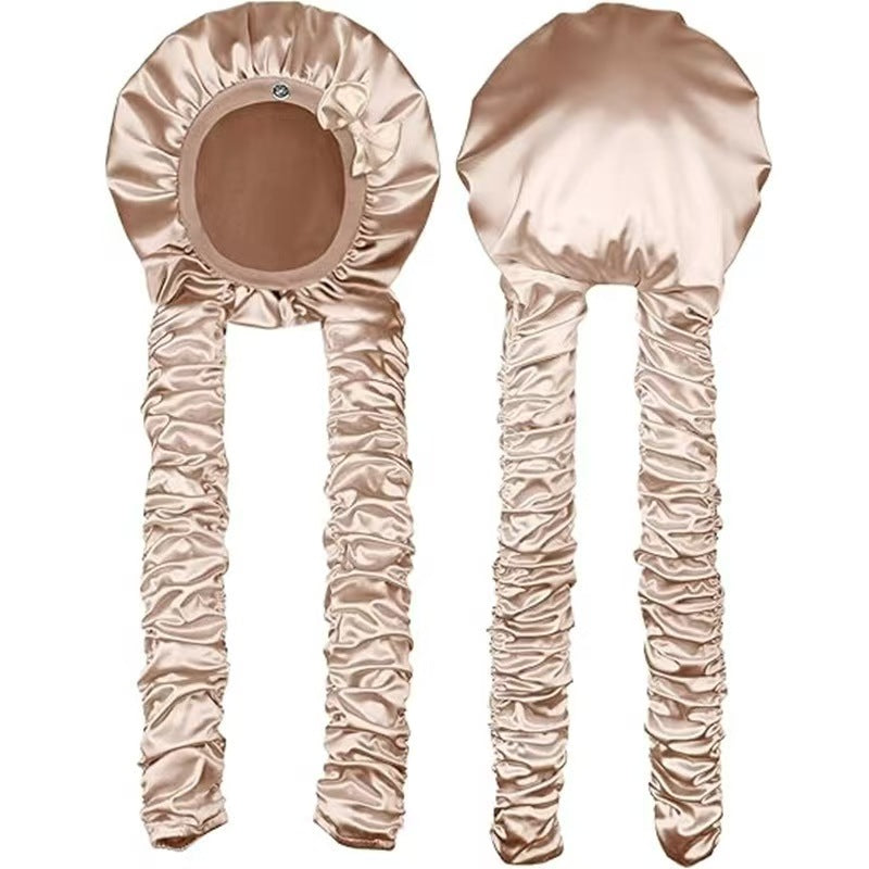 Heatless Curling Satin Sleep Bonnet for Long Hair – Overnight Curling Cap with Soft Satin Wrap, No Heat Hair Curler Hat