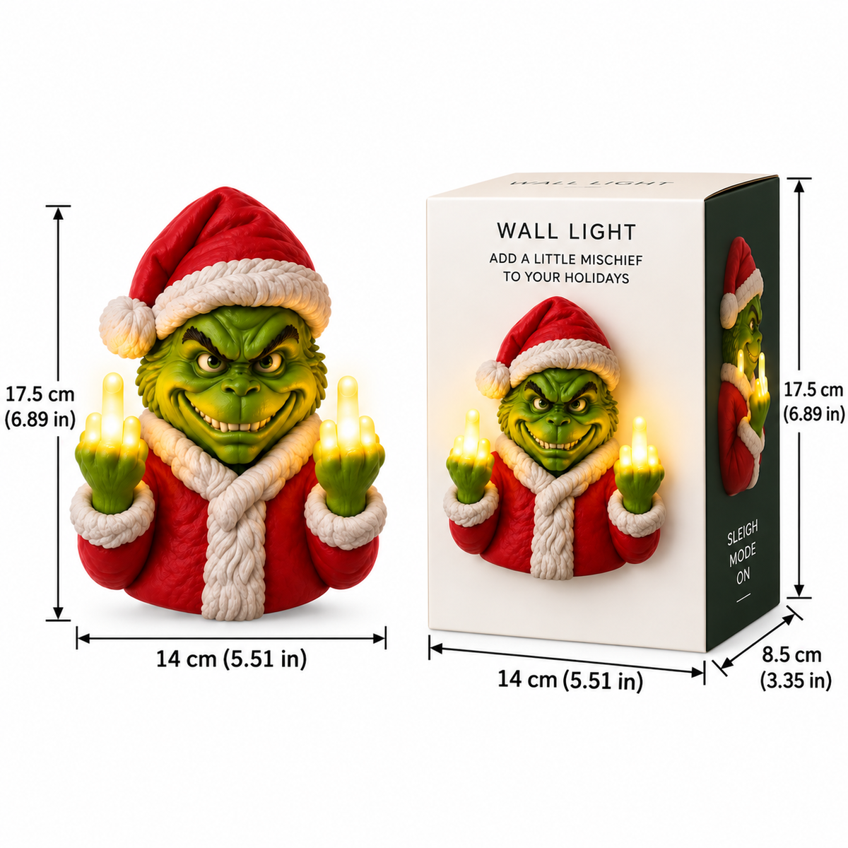 Mischievous Christmas LED Middle Finger Wall Light – Funny Holiday Decor