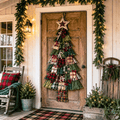 DIY Oversized Patchwork Christmas Tree Door Hanger Kit, 3D Fabric Sewing & Assembly Craft Kit for Adults, Holiday Home Wall & Entryway Decor