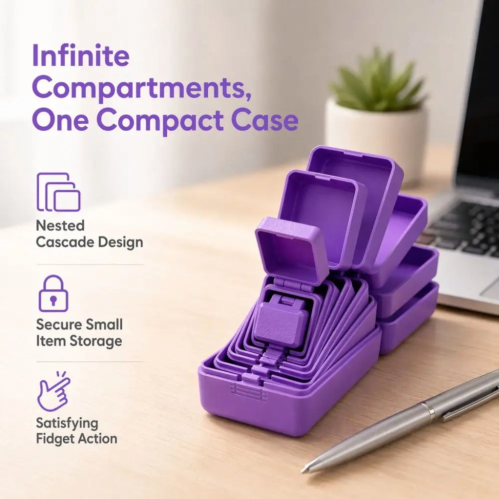 Portable 3D Printed Jewelry Storage Box 7-Layer Creative Hidden Safe Box Surprise Gift Quirky Matryoshka Box | Hidden Middle Finger Surprise Box