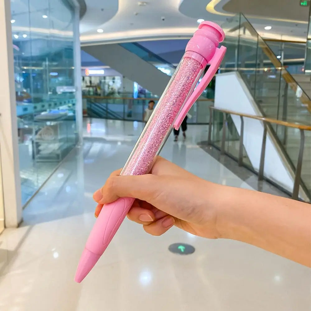 Giant 28CM Glitter Ballpoint Pen – Jumbo Click Pen with Transparent Sparkle Barrel & 0.7mm Black Ink