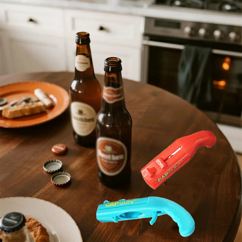 Cap Gun Bottle Opener – Fun Beer Cap Shooter for Parties & Bottle-Opening Games