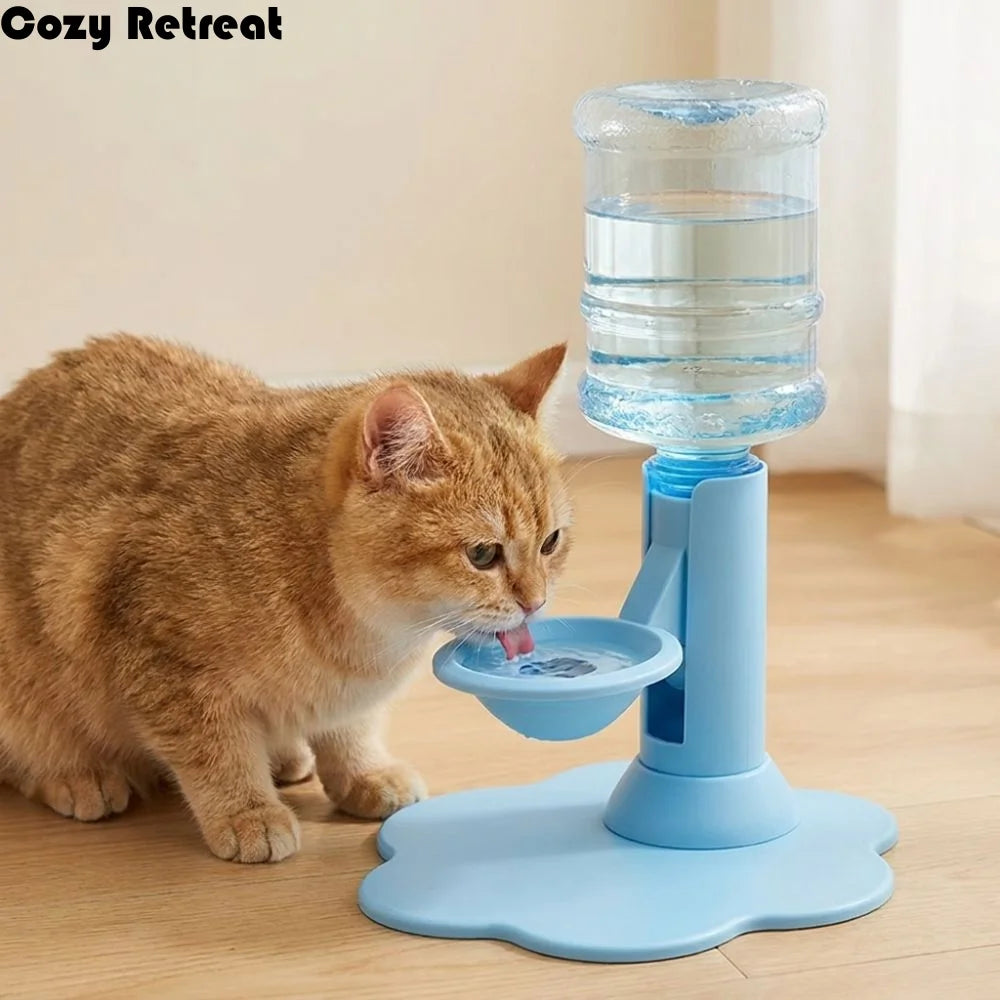 Adjustable Height Gravity Pet Water Dispenser – 640ml Automatic Water Bowl with Stable Anti-Tip Base for Cats & Small Dogs