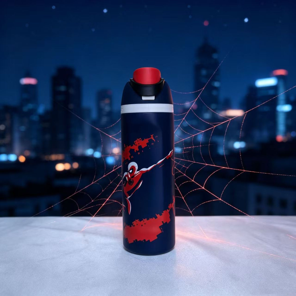 Marvel Spider-Man Stainless Steel Vacuum Insulated Tumbler | Web Pattern Flip Lid Travel Mug 32oz | 304 Stainless Steel Thermal Cup