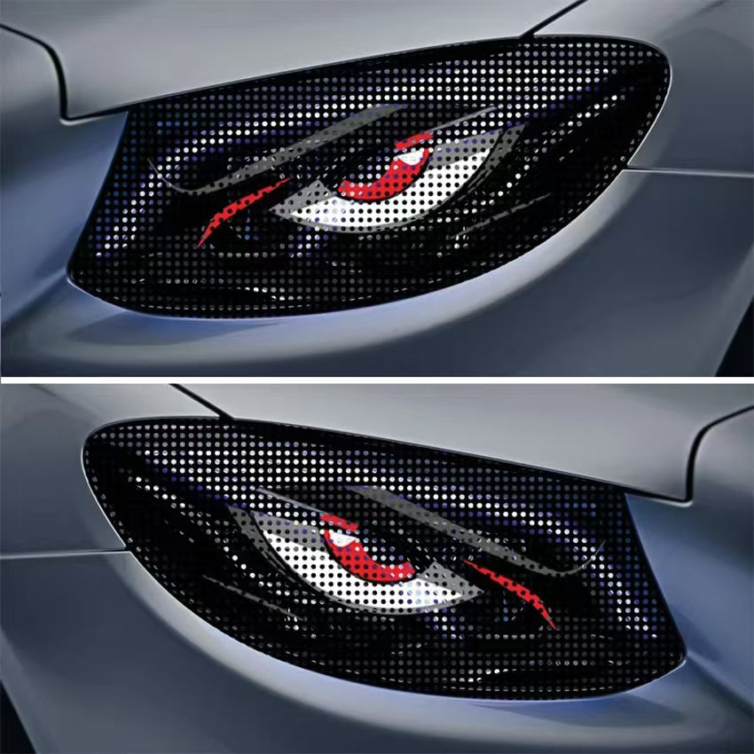 Semi-Transparent Evil Eye Car Windshield Decal – PET One-Way Vision Front Glass Sticker, 130 × 21 cm