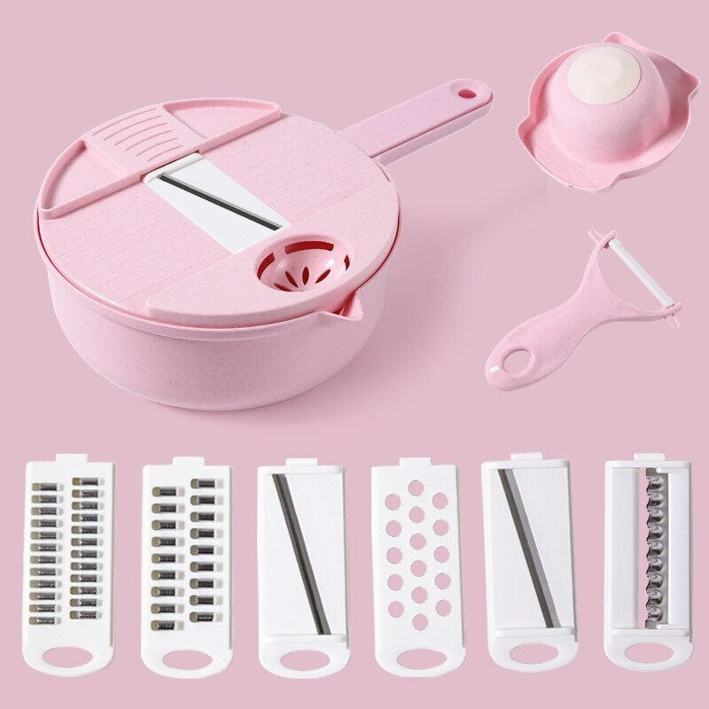 12-in-1 Manual Vegetable Chopper & Dicer Set – Multi-Function Food Cutter with Grater for Carrots, Potatoes & More