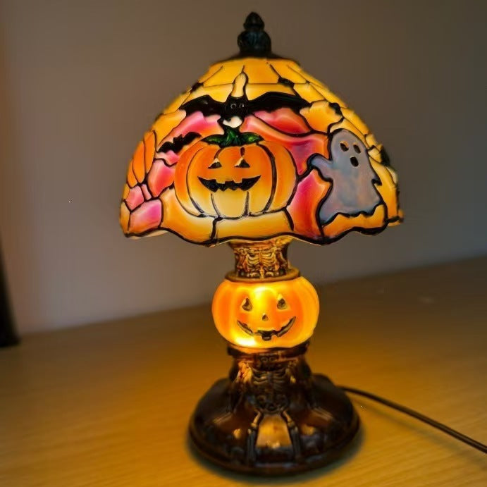 Halloween USB LED Table Lamp – Ghost Pumpkin, Stained Glass & Jack-o'-Lantern Decorative Night Light for Desk, Shelf & Home Décor