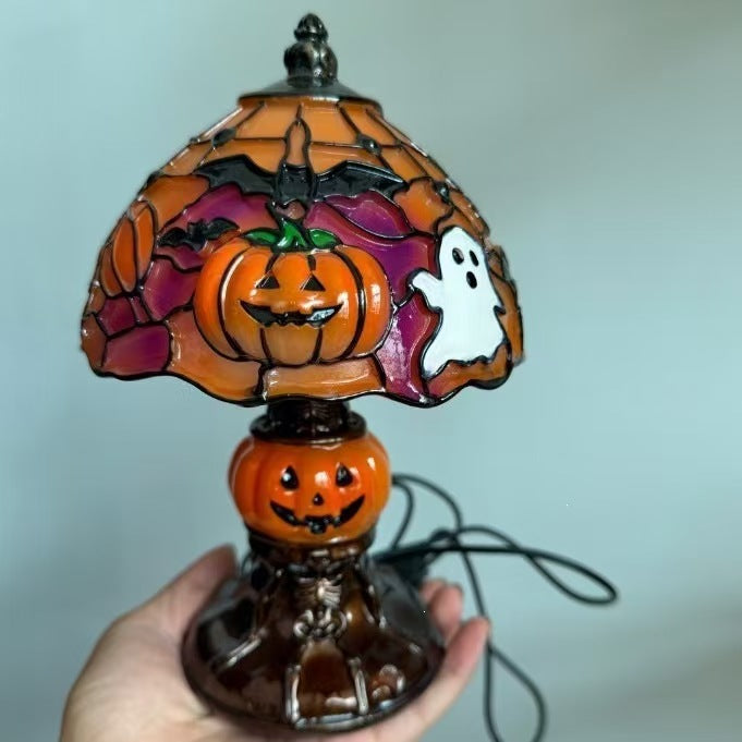 Halloween USB LED Table Lamp – Ghost Pumpkin, Stained Glass & Jack-o'-Lantern Decorative Night Light for Desk, Shelf & Home Décor