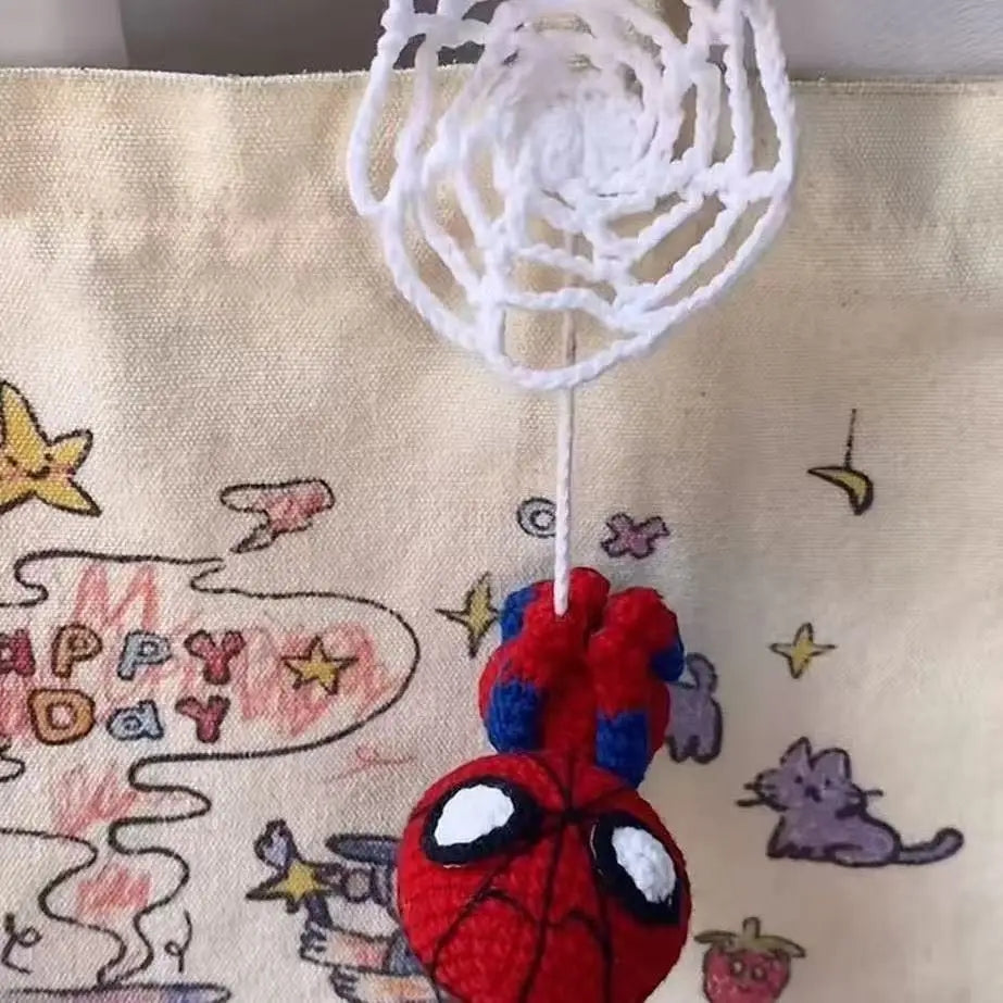 Spider-Inspired Crochet Hanging Ornament – Handmade Bag & Car Charm ｜Stretchable Spider Web Design