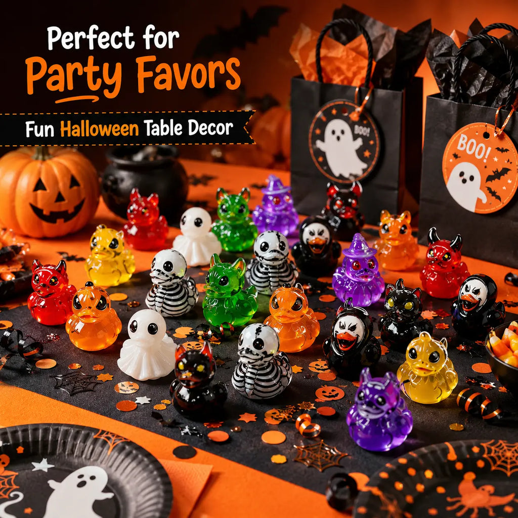 30-Piece Glow-in-the-Dark Halloween Duck Figurine Set
