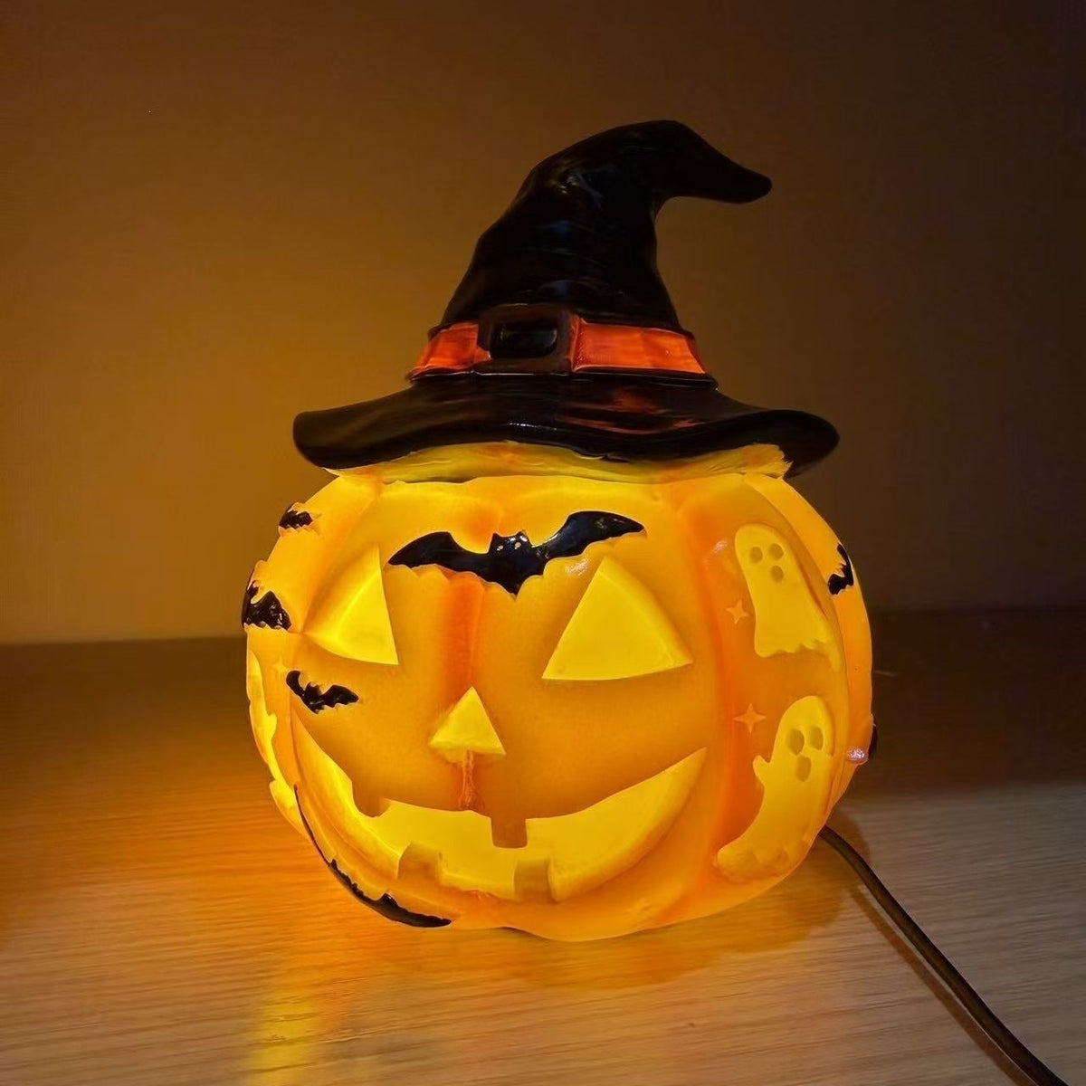 Halloween USB LED Table Lamp – Ghost Pumpkin, Stained Glass & Jack-o'-Lantern Decorative Night Light for Desk, Shelf & Home Décor