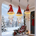 Lighted Santa Hat Christmas Hanging Chandelier – Warm LED Tassel Ornament with Stars & Holiday Charms, Battery Powered Ceiling & Window Christmas Decor