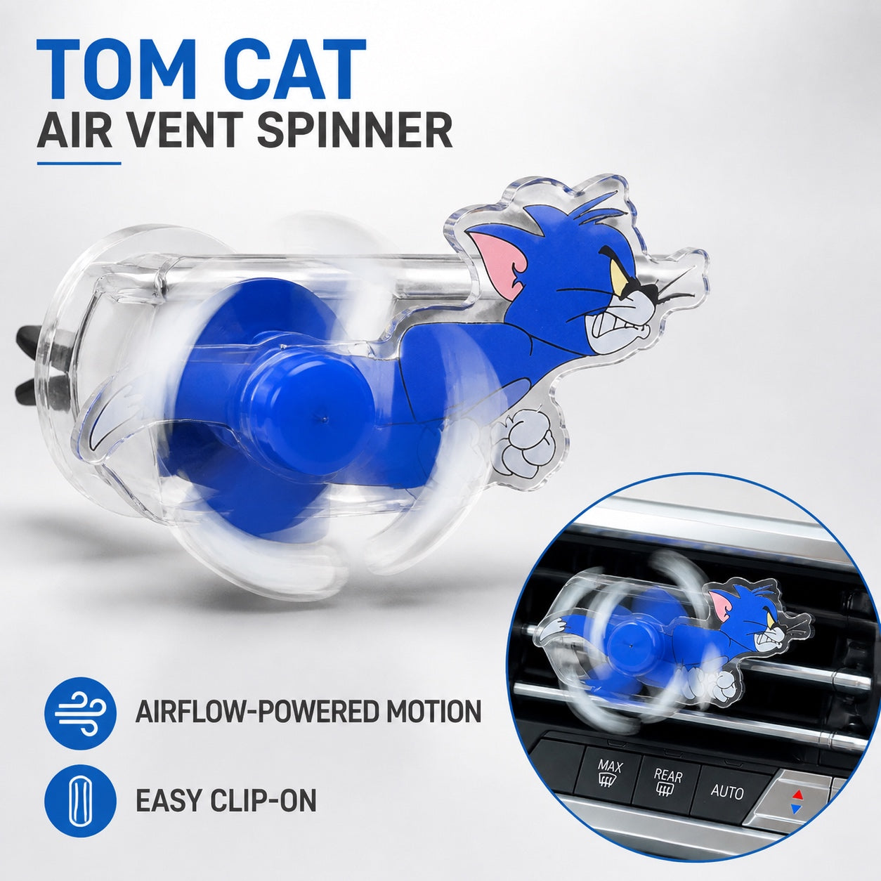 Cartoon Cat Mouse Dog Car Air Vent Spinner Acrylic Rotating Ornament Clip Cute Auto Interior Decoration