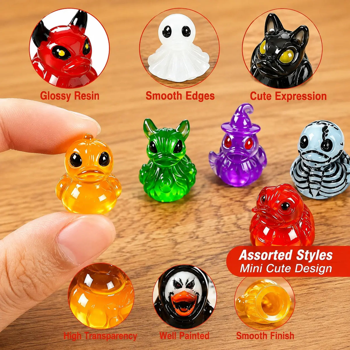 30-Piece Glow-in-the-Dark Halloween Duck Figurine Set