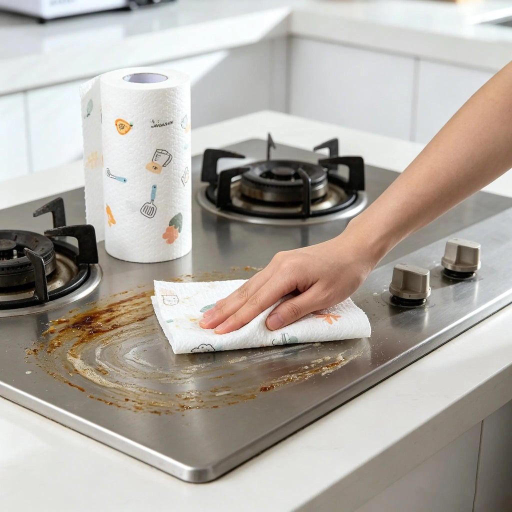 50-Piece Reusable Cleaning Cloth Roll – Washable Kitchen Towels & Multi-Purpose Wipes