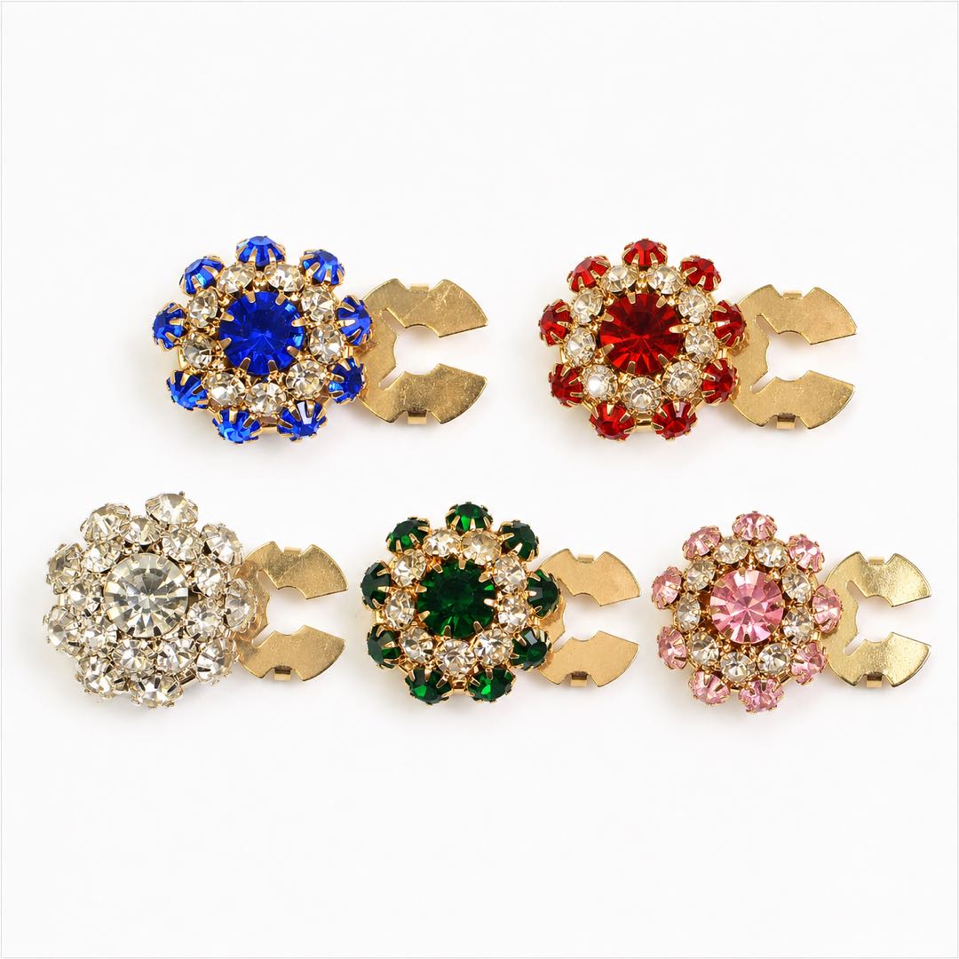 Decorative Flower Cufflinks Clip Rhinestone Men Women Casual Clothing Decoration Cuffs