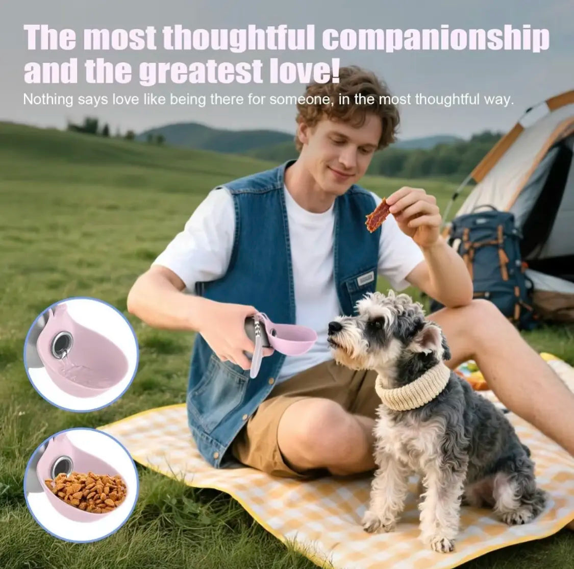 304 Stainless Steel Dog Water Bottle with Bowl – Portable Travel Pet Bottle