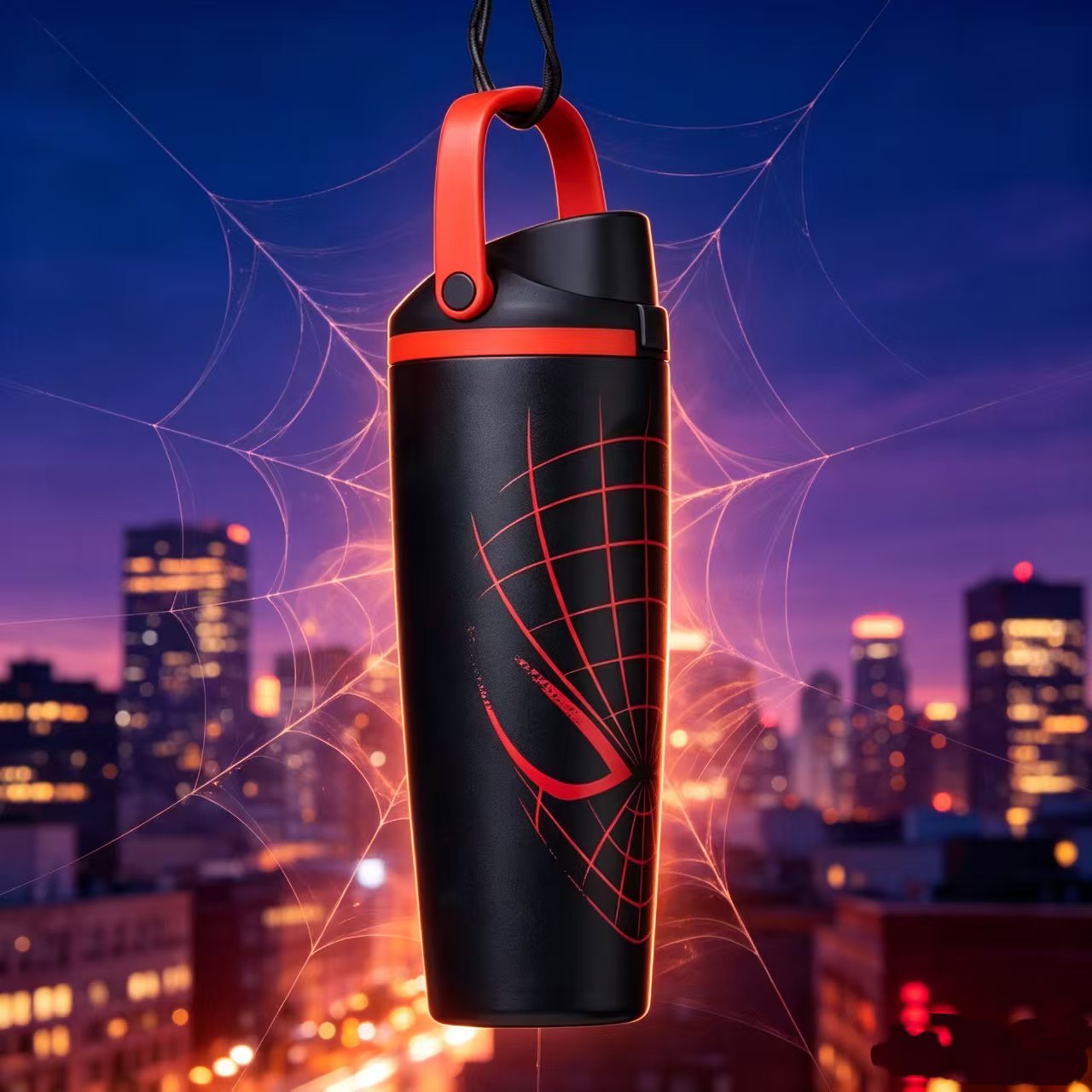 Marvel Spider-Man Stainless Steel Vacuum Insulated Tumbler | Web Pattern Flip Lid Travel Mug 32oz | 304 Stainless Steel Thermal Cup