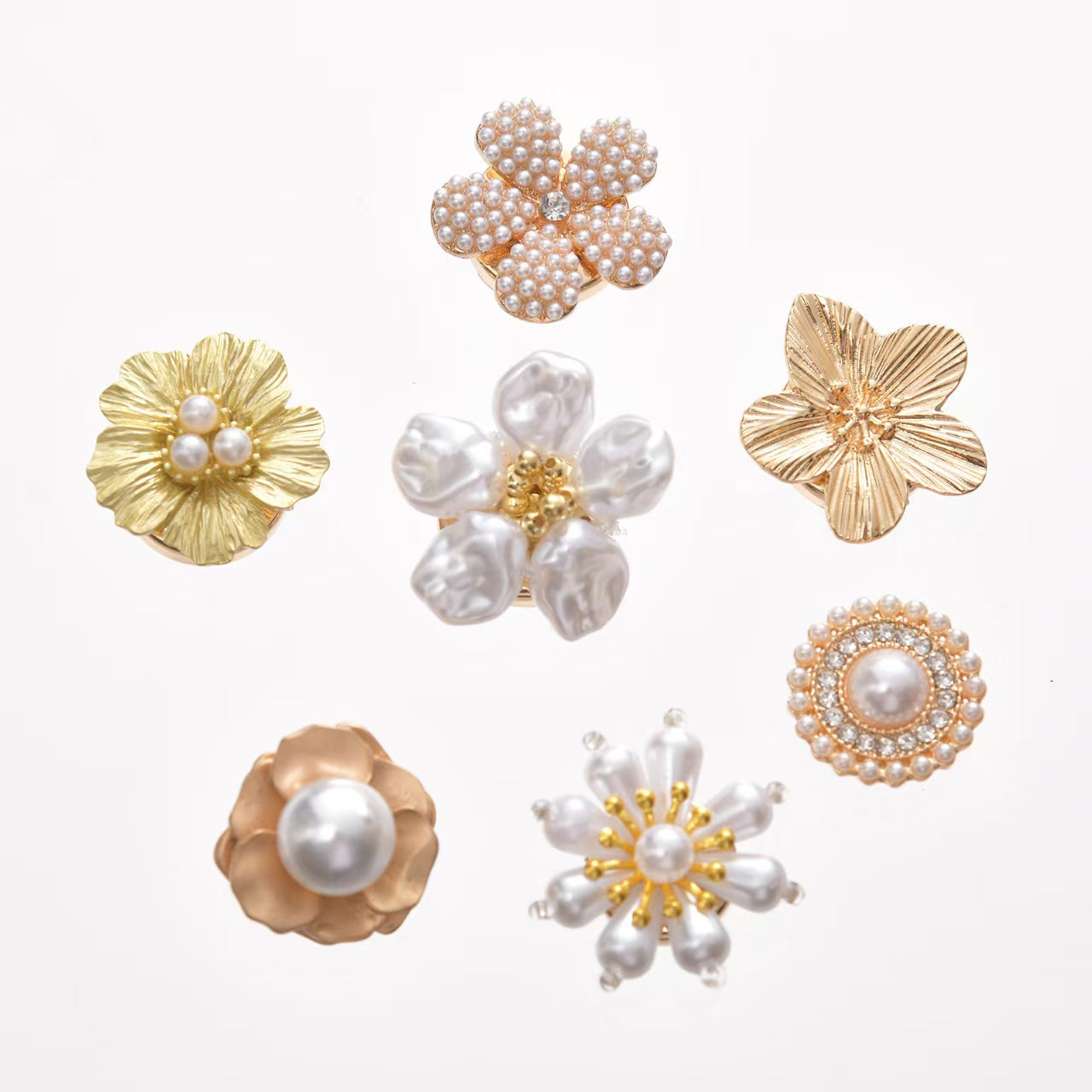 Decorative Flower Cufflinks Clip Rhinestone Men Women Casual Clothing Decoration Cuffs