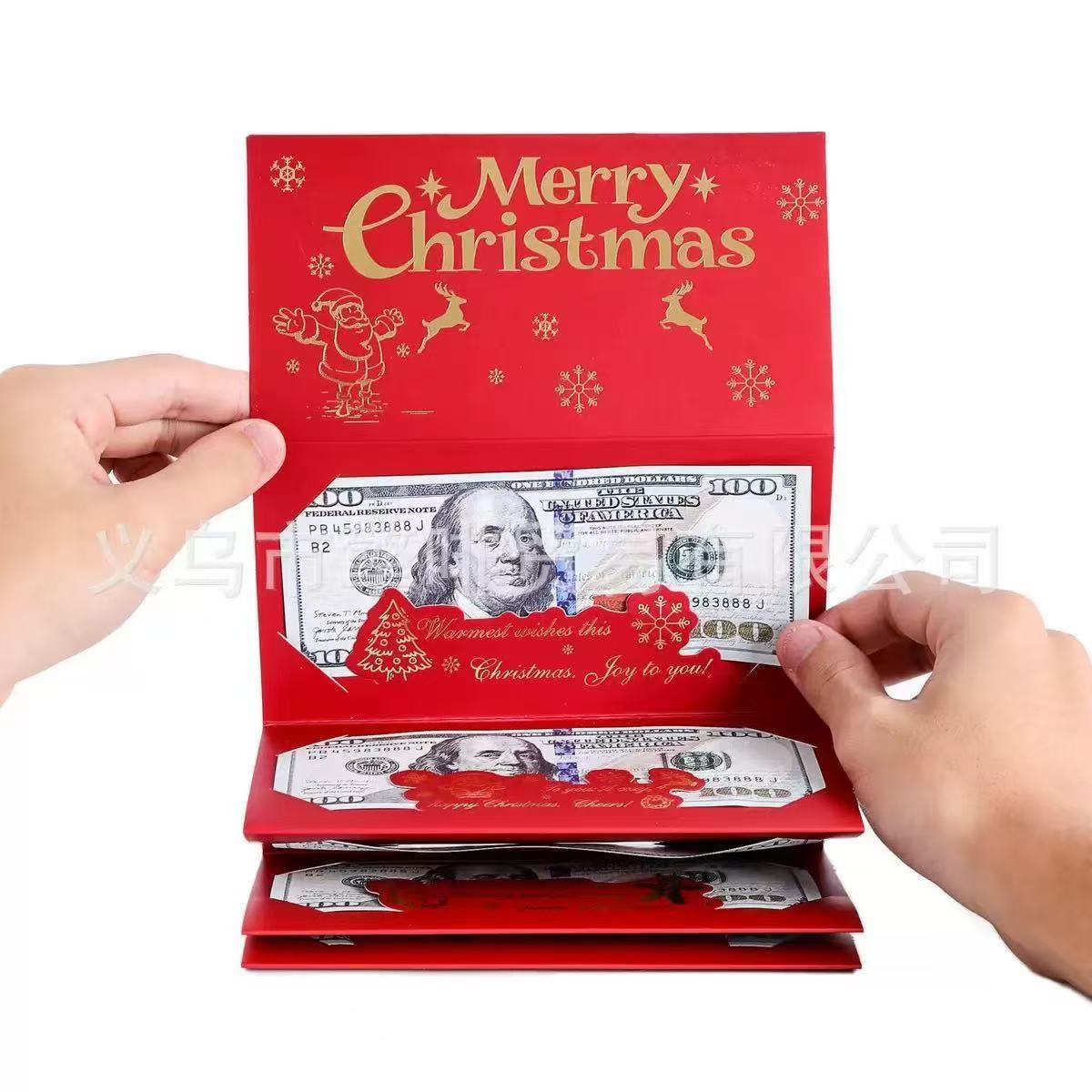 Christmas Money Gift Envelope with 6 Cash Pockets – Foldable Holiday Cash Holder for Gift Cards, Christmas Money Gift & Surprise Reveal