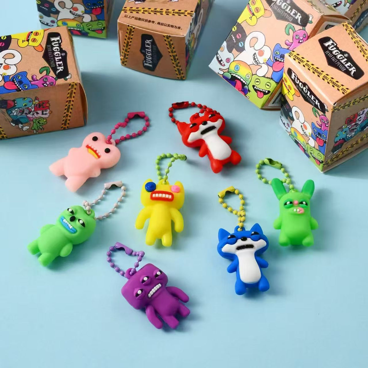 Fuggler-Inspired Ugly Monster Blind Box Keychain – Cute Weird PVC Backpack Charm, Surprise Collectible Figure Gift-1 × Full Display Box (24 Random Blind Boxes)