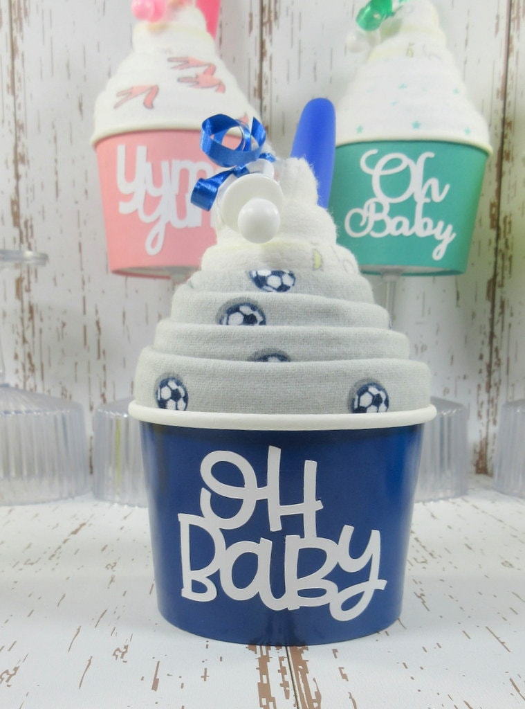 Baby Shower Gift Set, Baby Blanket Cupcake, Newborn Gift, Gender Reveal Party Favor